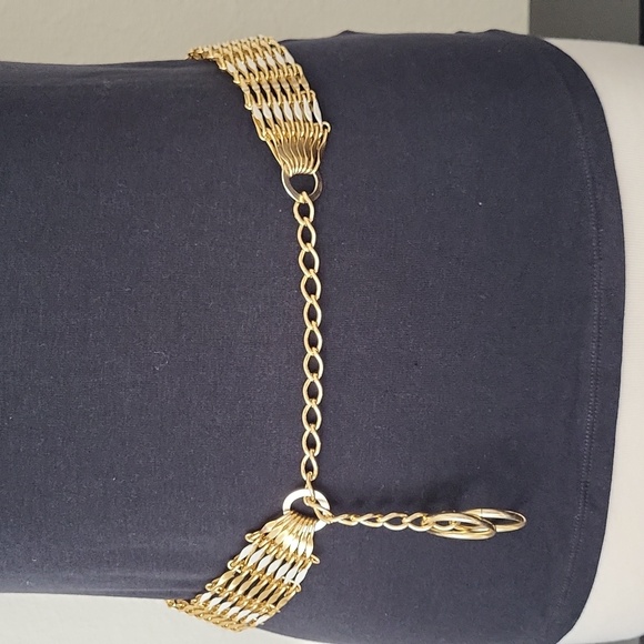 Vintage Wide1.25" Gold Tone & White Enamel Women's Belt - Picture 2 of 16